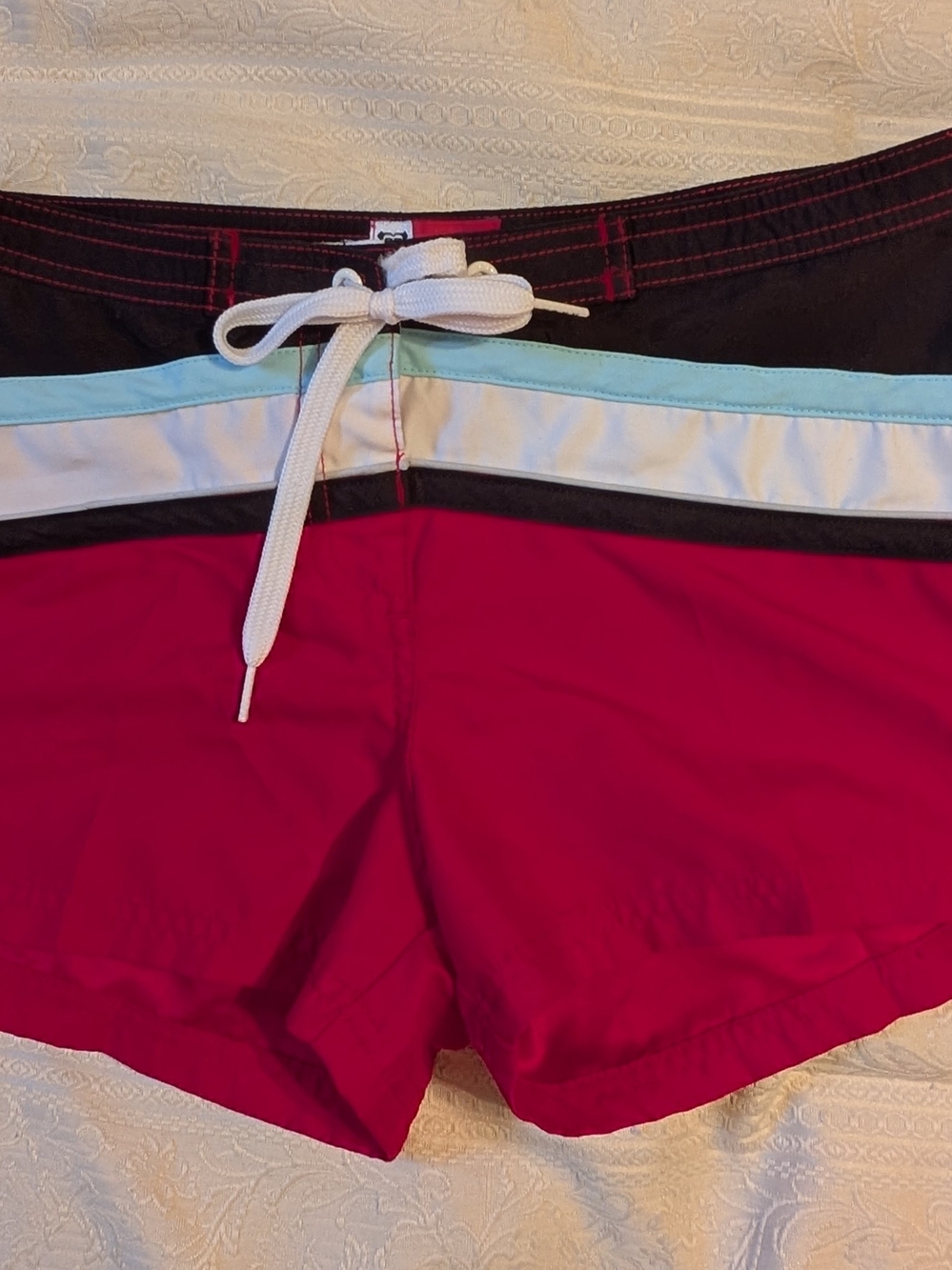 Roxy Red Black and White Swim Shorts